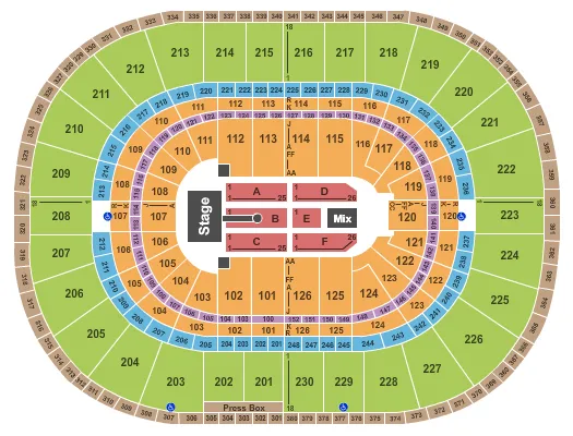 SHANIA TWAIN Seating Map Seating Chart