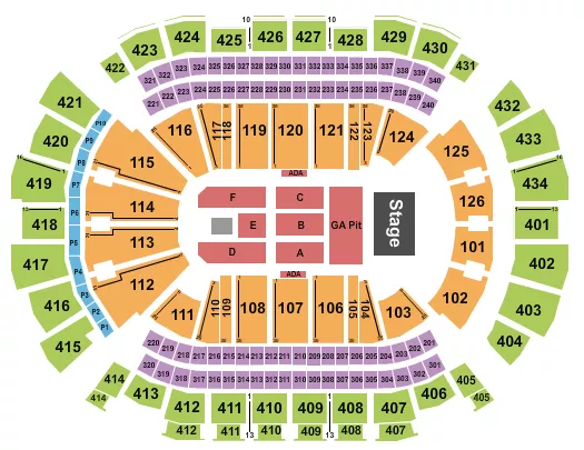 TOYOTA CENTER TX ENDSTAGE GA PIT 3 Seating Map Seating Chart