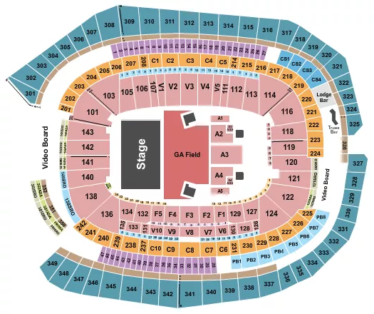 ZACH BRYAN Seating Map Seating Chart