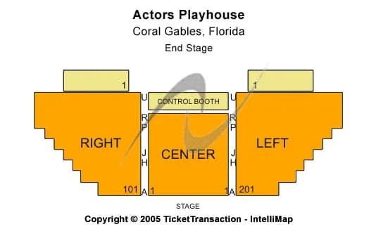 ACTORS PLAYHOUSE FL END STAGE Seating Map Seating Chart