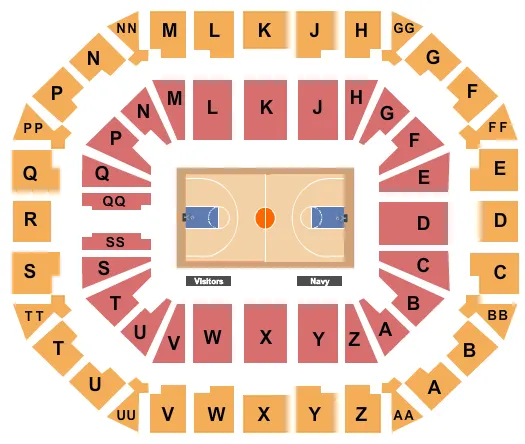 ALUMNI HALL MD BASKETBALL Seating Map Seating Chart