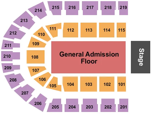 RUDOLF WEBER ARENA END STAGE GA FLOOR Seating Map Seating Chart