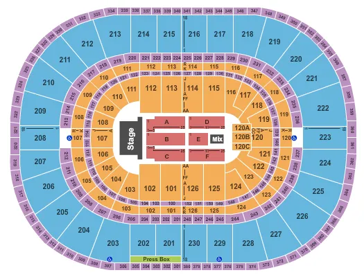 BOB SEGER Seating Map Seating Chart