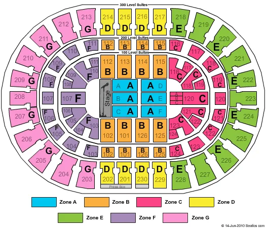 END STAGE ZONE Seating Map Seating Chart