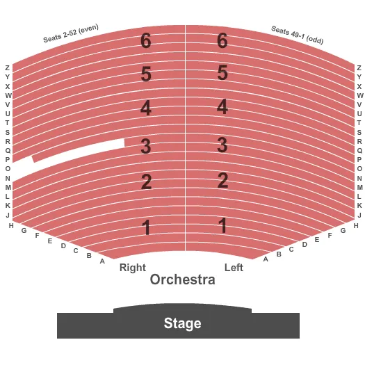 LILLIAN S WELLS HALL AT THE PARKER GENERIC Seating Map Seating Chart