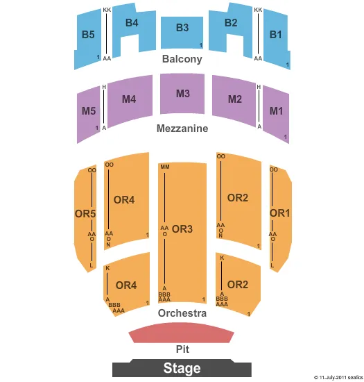 YOUKEY THEATRE RP FUNDING CENTER END STAGE Seating Map Seating Chart
