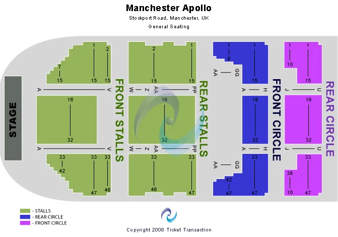 END STAGE Seating Map Seating Chart