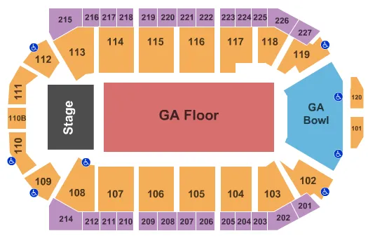 END STAGE GA FLOOR GA BOWL 3 Seating Map Seating Chart