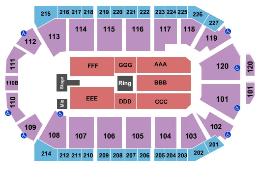WWE LIVE Seating Map Seating Chart