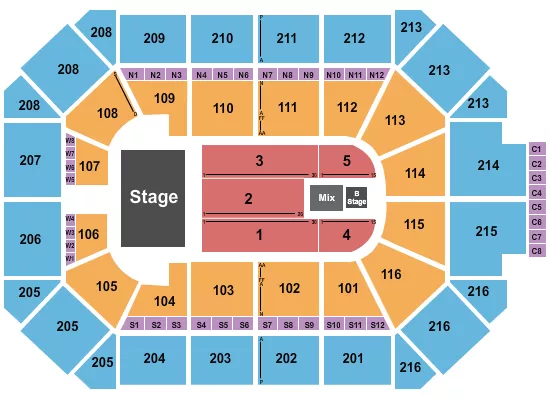 ENDSTAGE WITH B STAGE Seating Map Seating Chart