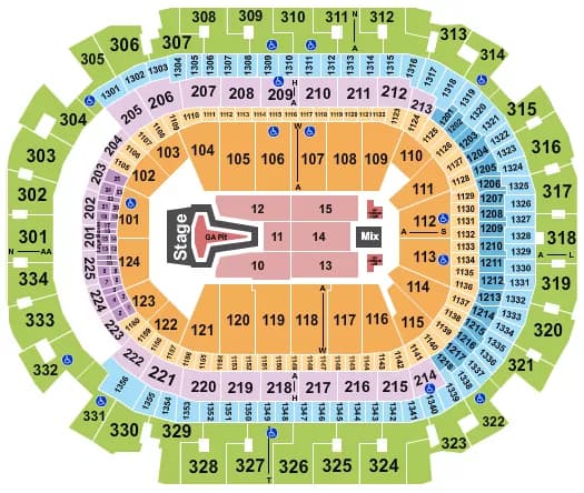 PHIL WICKHAM Seating Map Seating Chart