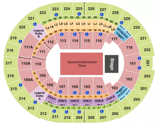 ENDSTAGE GA FLR Seating Map Seating Chart