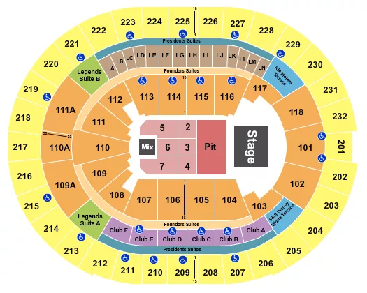 ENDSTAGE PIT Seating Map Seating Chart