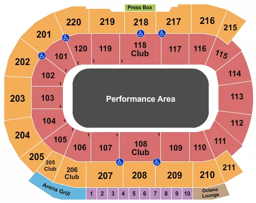 PERFORMANCE AREA 2 Seating Map Seating Chart