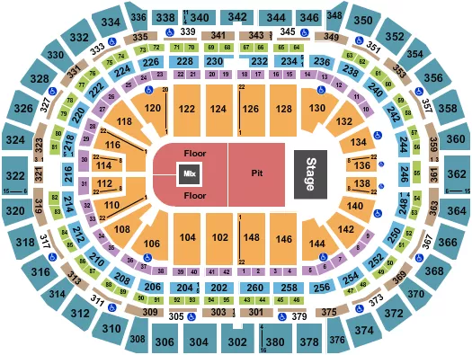 ENDSTAGE FLOOR PIT Seating Map Seating Chart