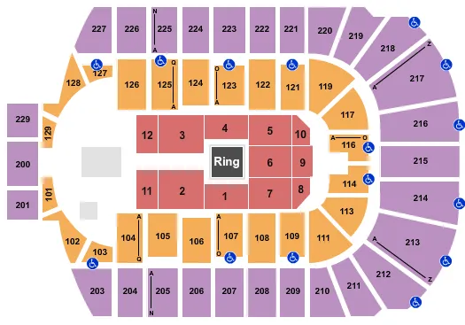 WWE LIVE Seating Map Seating Chart