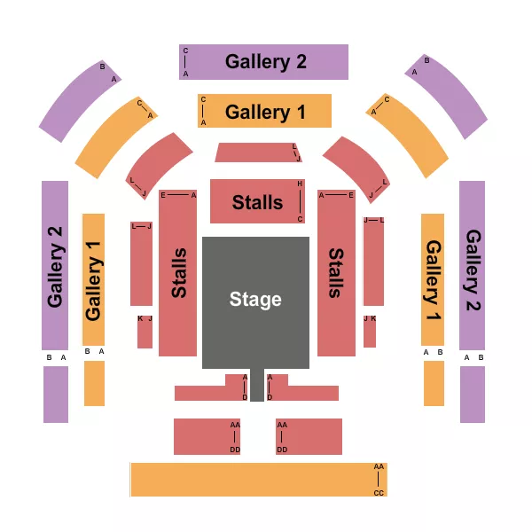 BRIDGE THEATRE LONDON CENTER STAGE 2 Seating Map Seating Chart
