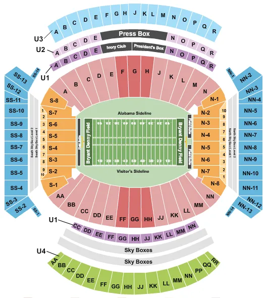 SABAN FIELD AT BRYANT DENNY STADIUM FOOTBALL 2 Seating Map Seating Chart
