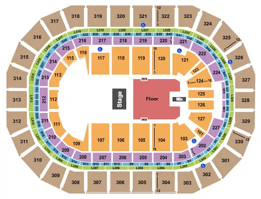 ENDSTAGE HALF FLOOR Seating Map Seating Chart