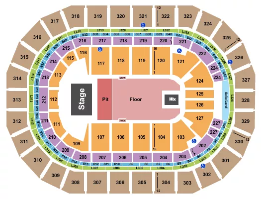 ENDSTAGE RESERVED FLOOR PIT Seating Map Seating Chart