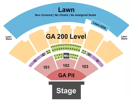 CASCADES AMPHITHEATER WA ENDSTAGE GA PIT GA200S Seating Map Seating Chart