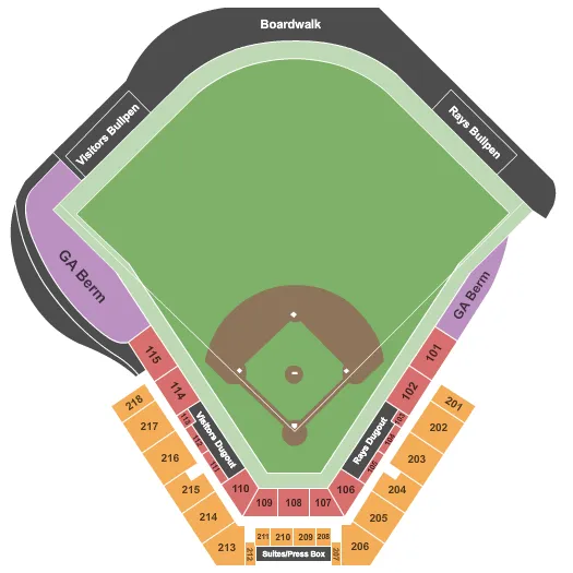 SPRING TRAINING RAYS Seating Map Seating Chart