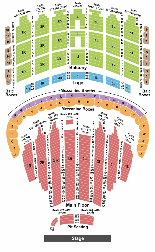 END STAGE Seating Map Seating Chart