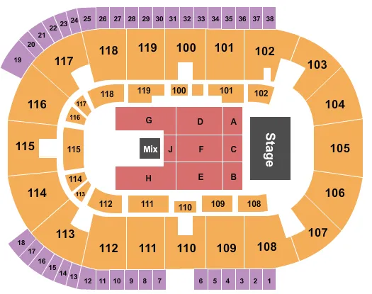 COCA COLA COLISEUM ENDSTAGE 2 Seating Map Seating Chart