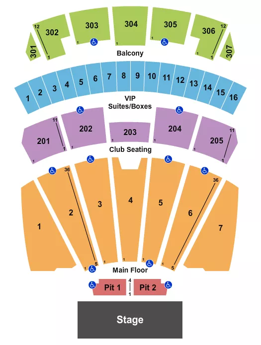 ENDSTAGE RESERVED PIT Seating Map Seating Chart