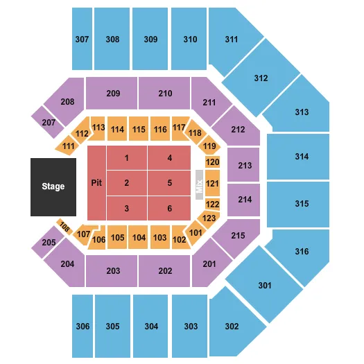 END STAGE PIT Seating Map Seating Chart