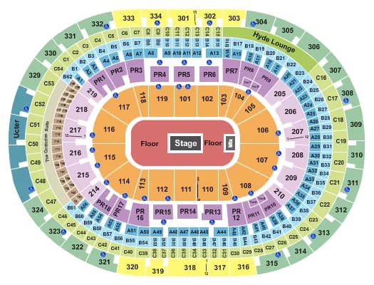 CRYPTOCOM ARENA CENTER STAGE 1 Seating Map Seating Chart