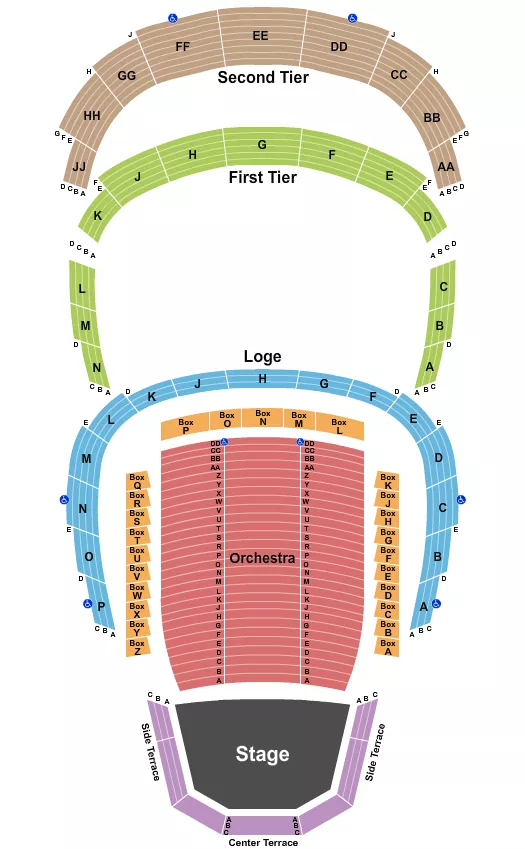 END STAGE SPLIT ORCH Seating Map Seating Chart