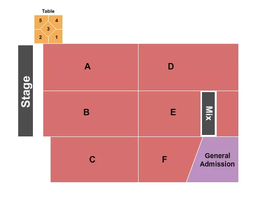 DEADWOOD MOUNTAIN GRAND HOTEL CASINO ENDSTAGE TABLES GA Seating Map Seating Chart