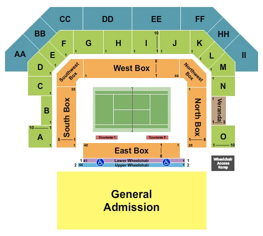 TENNIS WITH GA Seating Map Seating Chart