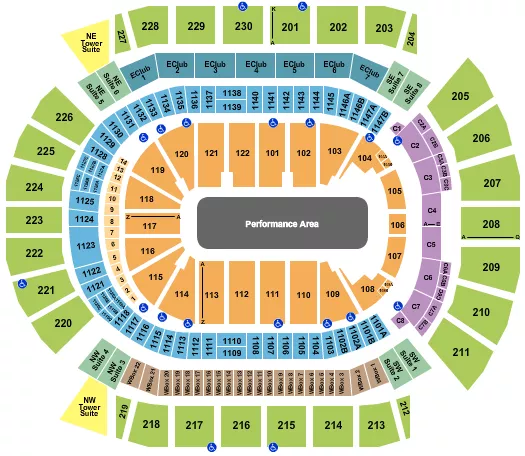 PERFORMANCE AREA Seating Map Seating Chart