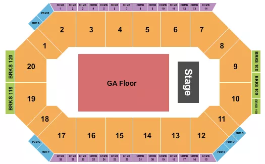 LEES FAMILY FORUM ENDSTAGE GA FLOOR Seating Map Seating Chart