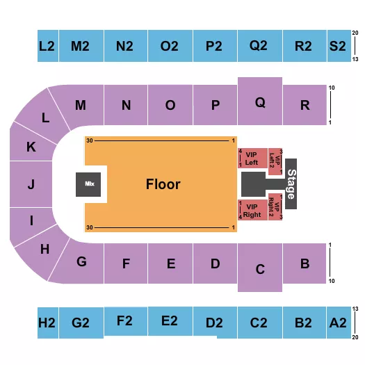 ENDSTAGE FLOOR W VIPS Seating Map Seating Chart