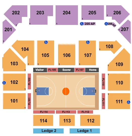BASKETBALL CAA Seating Map Seating Chart