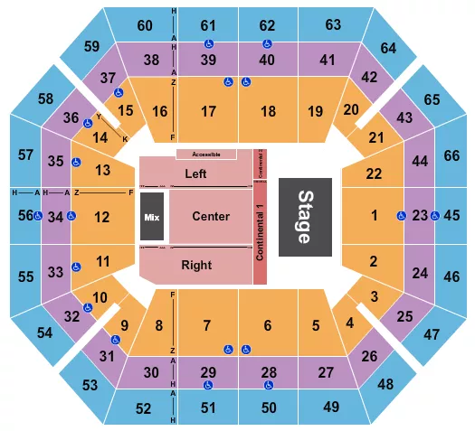 ENDSTAGE CONTINENTALS Seating Map Seating Chart