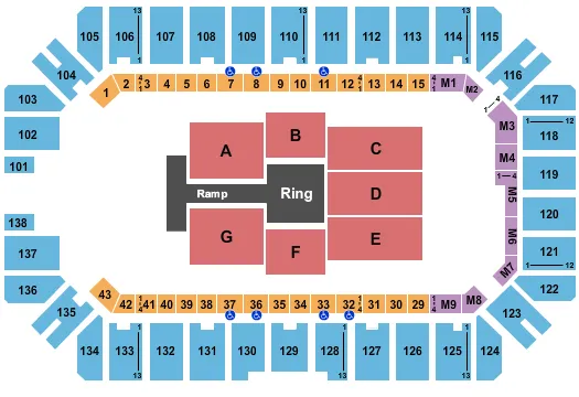 WWE 3 Seating Map Seating Chart