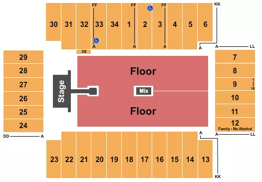 END STAGE GA FLOOR 2 Seating Map Seating Chart