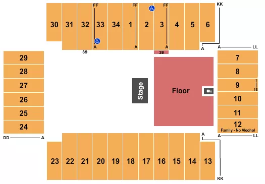 HALF HOUSE GA FLOOR Seating Map Seating Chart