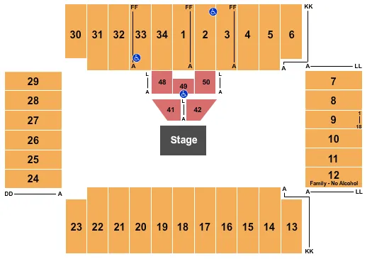 THEATRICAL STAGE Seating Map Seating Chart