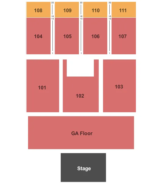 END STAGE Seating Map Seating Chart