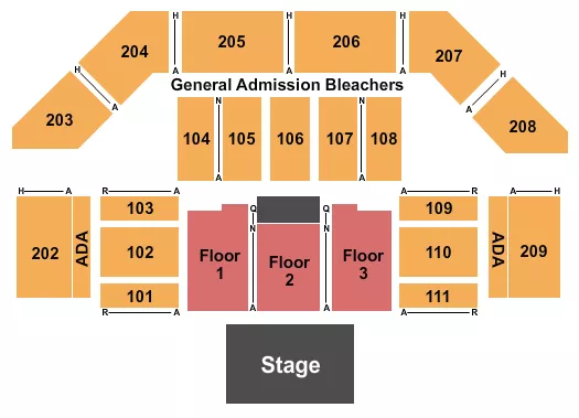 ENDSTAGE GA BLEACHERS Seating Map Seating Chart
