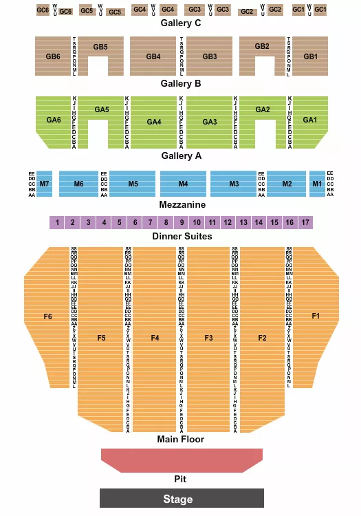 FOX THEATRE DETROIT ENDSTAGE GA PIT Seating Map Seating Chart