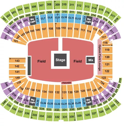 ZACH BRYAN Seating Map Seating Chart