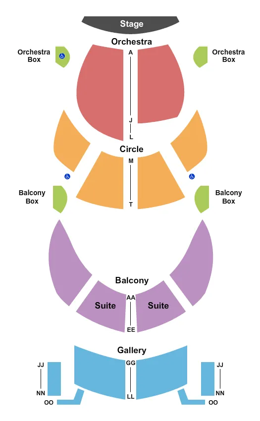 GRAND OPERA HOUSE OSHKOSH END STAGE Seating Map Seating Chart