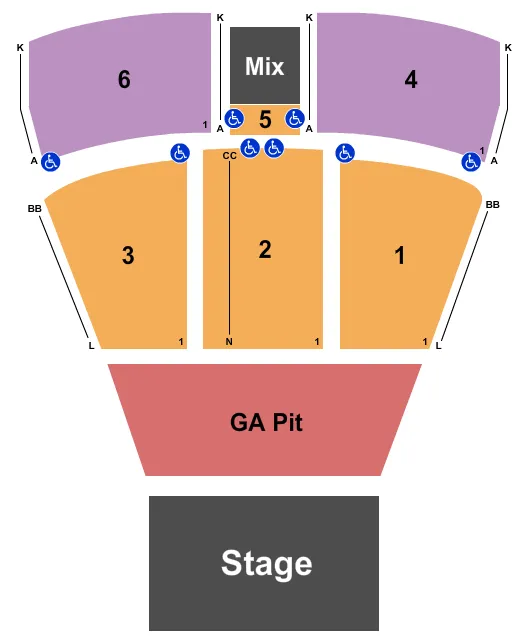 NORTHFIELD PARK RACINO CENTER STAGE ENDSTAGE GA PIT Seating Map Seating Chart