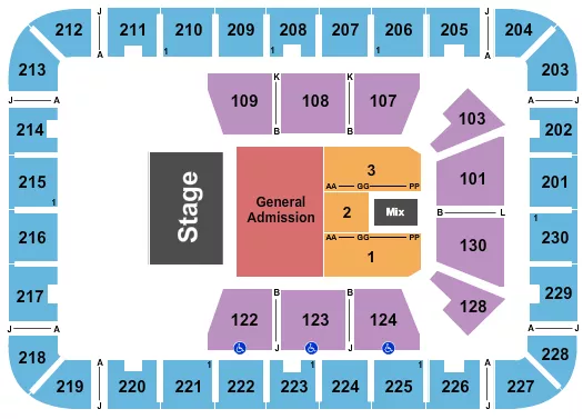 EXPLOREASHEVILLECOM ARENA AT HARRAHS CHEROKEE CENTER ENDSTAGE GA RSV FLOOR Seating Map Seating Chart
